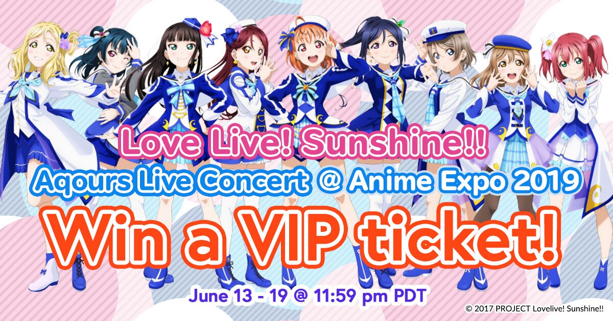 Love Live Sunshine Aqours US concert VIP Ticket Giveaway