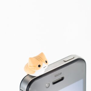 Dangling Kitten Earphone Jack Accessory Orange