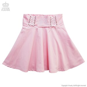 LISTEN FLAVOR Angel Heart Lace-Up Circular Skirt Pink
