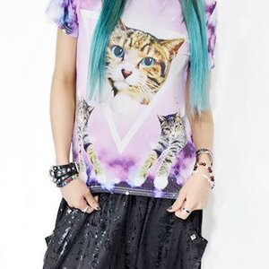 ACDC RAG Galaxy Cat Petite T-Shirt