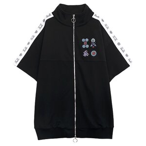 LISTEN FLAVOR Mahjong Short Sleeve Jersey Black