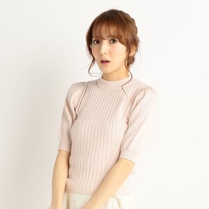 LIZ LISA Lacy Back Ribbed Shirt Pink
