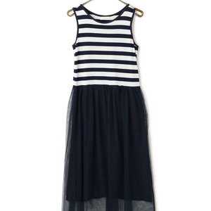 LIZ LISA Striped Tulle Dress Navy