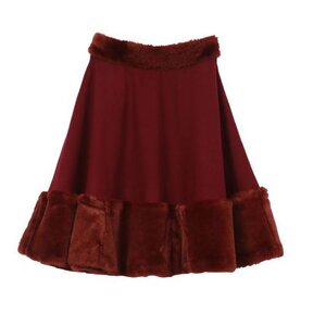 Honey Salon Fur Combi Skirt Bordeaux