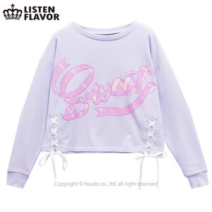 LISTEN FLAVOR Sweet Logo Lace-Up Sweatshirt Lavender