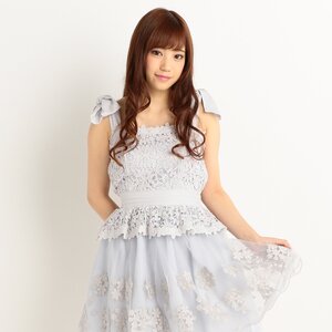 LIZ LISA Lace & Organdy Party Dress Blue