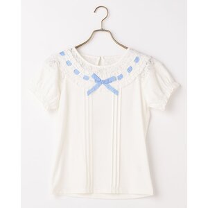 LIZ LISA Gingham Ribbon Top White