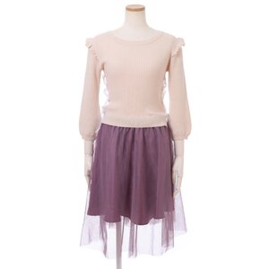 LIZ LISA Knit Docking Tulle Dress White