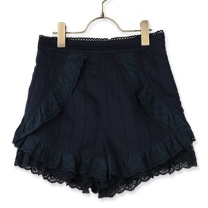 LIZ LISA Cotton Lace Frill Shorts Navy