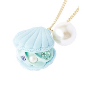 Q-pot. Shell Macaron Necklace Light Blue