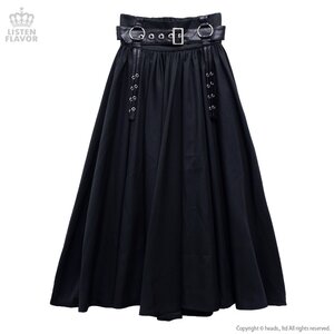 LISTEN FLAVOR Maxi Skirt w/ Harness Belt Black