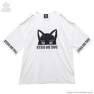 LISTEN FLAVOR Cat Eyes Ring Design Cutsew White