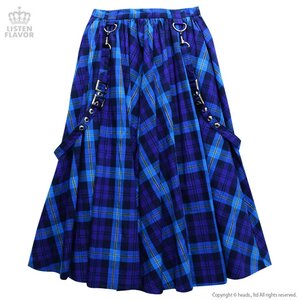 LISTEN FLAVOR Pleated Maxi Skirt w/ Shoulder Straps Plaid