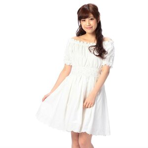 LIZ LISA Denim Off-the-Shoulder Dress White