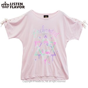 LISTEN FLAVOR Hexagram Lace-Up Top Baby Pink