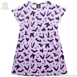LISTEN FLAVOR Bat Embroidered Dress Lavender
