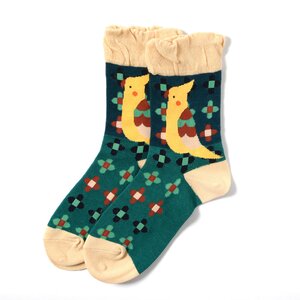 KOTORITACHI Short Crew Cockatiel Socks Green