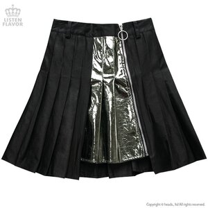 LISTEN FLAVOR Zip Pleated Skirt Black