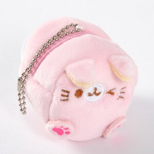 Square Cat Plush Coin Case Peach
