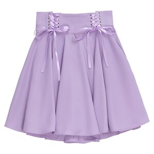LISTEN FLAVOR Lace-Up Circular Skirt Light Purple