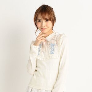LIZ LISA Ribbed Lace Shirt Blue