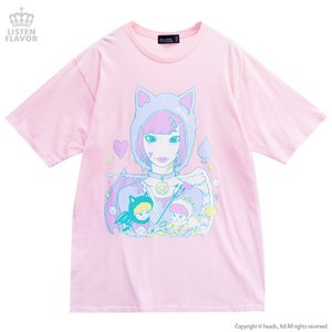 LISTEN FLAVOR x Keisuke Saito Devil & Angel Collab T-Shirt Light Pink