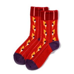KOTORITACHI Short Crew Stripes & Cockatiel Socks Red