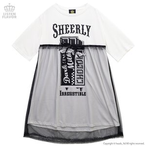 LISTEN FLAVOR Melty Chocolate Ribbon Tulle Cutsew Dress White