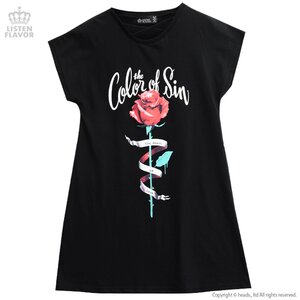 LISTEN FLAVOR The Color of Sin T-Shirt Dress Black