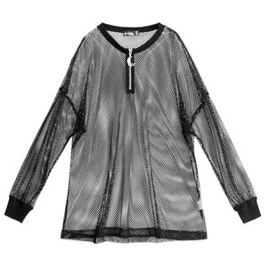 LISTEN FLAVOR Melty Moon Mesh Pullover Black