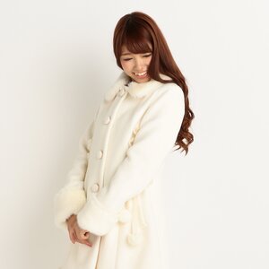 LIZ LISA Lace-Up Pom Pom Coat (Limited Edition) White M