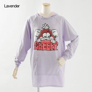 Listen Flavor Creepy Monster Raglan Parka One Piece Lavender