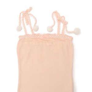 LIZ LISA Shoulder Ribbon Pom Pom Camisole Pink