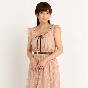 LIZ LISA Belted Lace Dress Pink