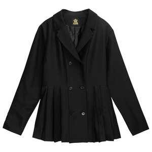 LISTEN FLAVOR Trenchcoat-Style Pleated Jacket Black