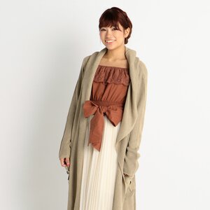 LIZ LISA Extra-Long Hooded Cardigan Beige