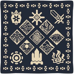 Monster Hunter XX Ethnic Pattern Cushion: Wycademy & the 4 Villages