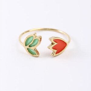 Honey Salon Stained Glass Tulip Ring Red