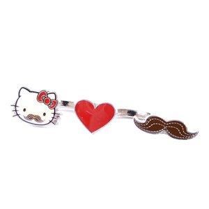 Hello Kitty Mustache & Heart 2-Finger Ring SANR0032
