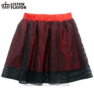 LISTEN FLAVOR See-Through Stripe Layered Skirt Red