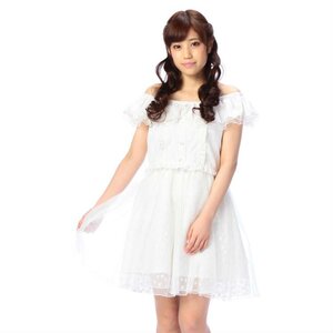 LIZ LISA Striped Off-the-Shoulder Dress White