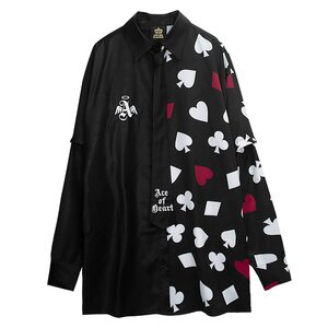 LISTEN FLAVOR Ace of Hearts 2-Way Shirt w/ Necktie Black