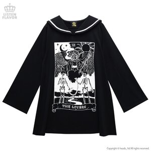 LISTEN FLAVOR The Lovers Long Sleeve Sailor Collar Dress Black