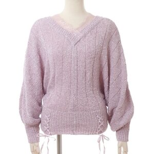 LIZ LISA Ribbon Yarn Dolman Top Lavender