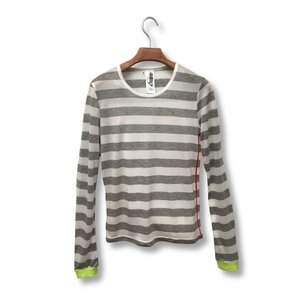 Hatsune Miku Timeline White & Gray Striped Long Sleeve Cutsew M