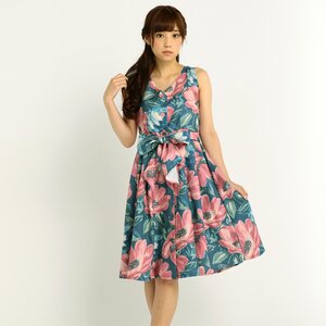 LIZ LISA Large Flower Pattern Dress Blue