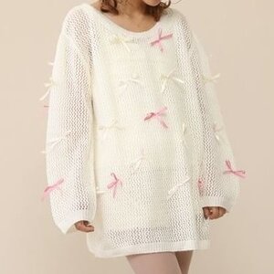 Honey Salon Ribbon Knit Dress Ivory