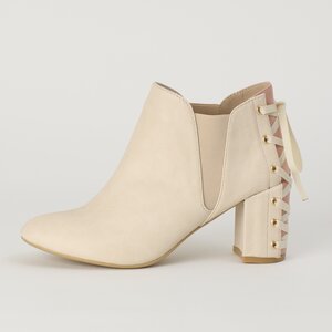 Honey Salon Lace-Up Booties Light Beige 23