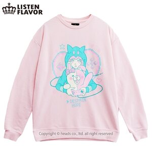 LISTEN FLAVOR Nanami & Monomi Let's Play Videogames Sweatshirt Light Pink