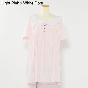 milklim Bus Stop Girl Half-Sleeve Dress Light Pink x White Dots